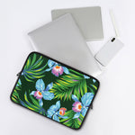 Tropical Orchid Flower Pattern Print Laptop Sleeve