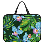 Tropical Orchid Flower Pattern Print Laptop Sleeve With Handle