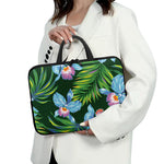 Tropical Orchid Flower Pattern Print Laptop Sleeve With Handle