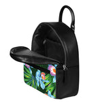Tropical Orchid Flower Pattern Print Leather Backpack