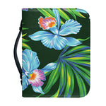 Tropical Orchid Flower Pattern Print Leather Bible Cover