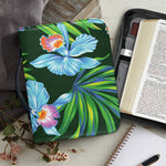 Tropical Orchid Flower Pattern Print Leather Bible Cover