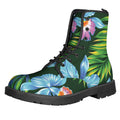 Tropical Orchid Flower Pattern Print Lace-Up Boots