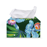 Tropical Orchid Flower Pattern Print Leather Tissue Box Cover