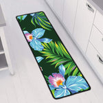 Tropical Orchid Flower Pattern Print Long Kitchen Mat