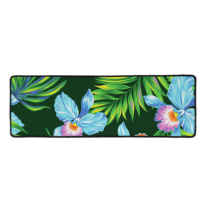 Tropical Orchid Flower Pattern Print Long Kitchen Mat