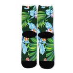 Tropical Orchid Flower Pattern Print Long Socks