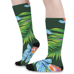 Tropical Orchid Flower Pattern Print Long Socks