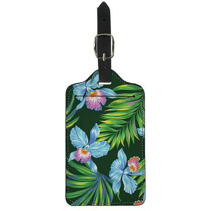 Tropical Orchid Flower Pattern Print Luggage Tag
