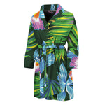 Tropical Orchid Flower Pattern Print Men's Bathrobe