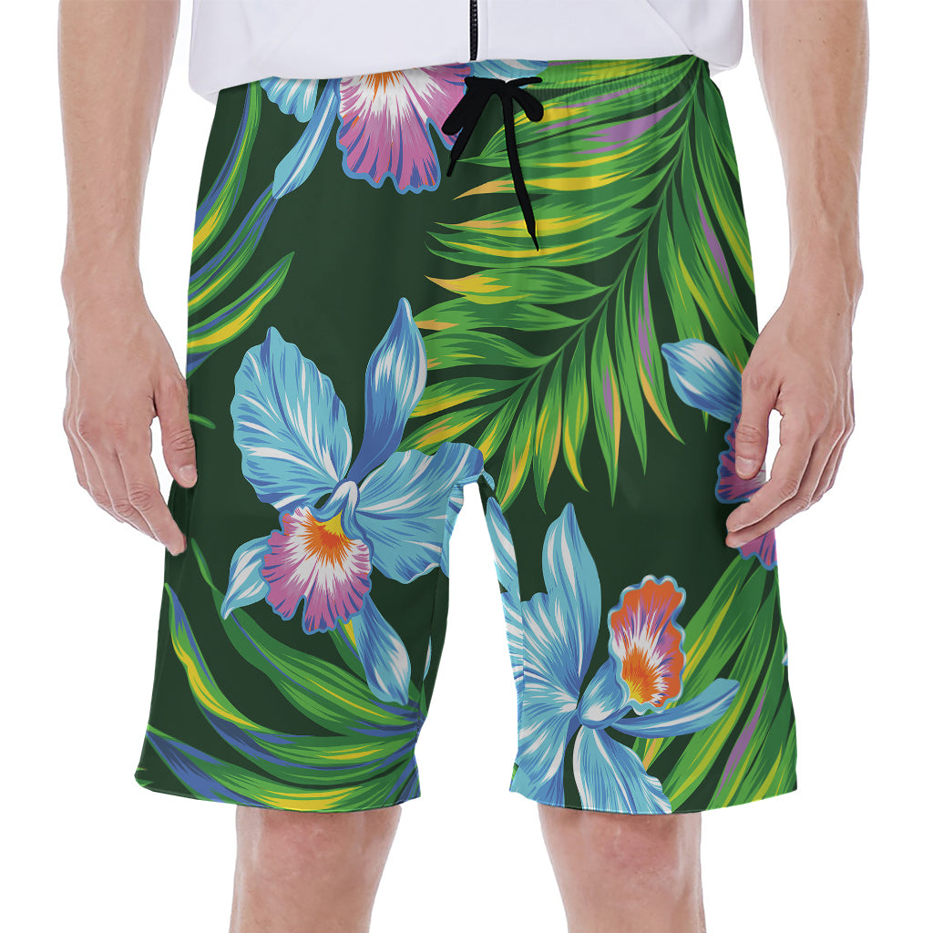 Tropical Orchid Flower Pattern Print Men's Beach Shorts
