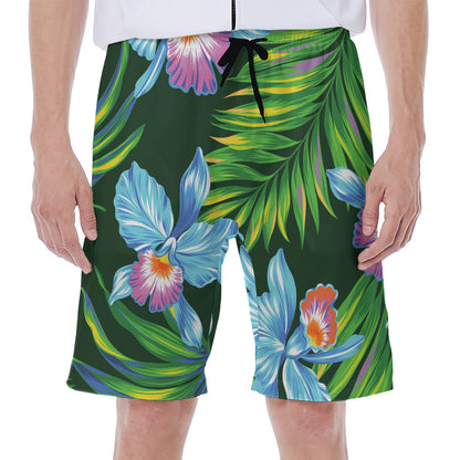 Tropical Orchid Flower Pattern Print Men's Beach Shorts