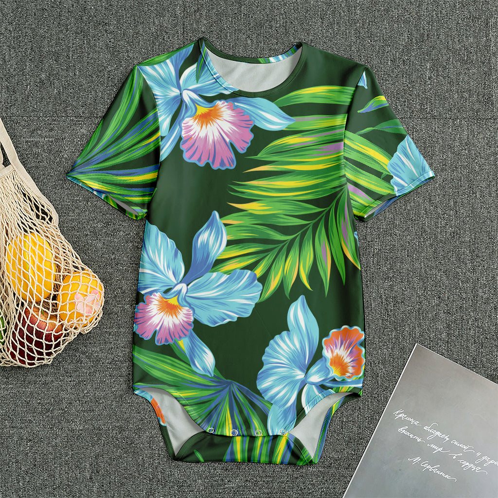 Tropical Orchid Flower Pattern Print Men's Bodysuit