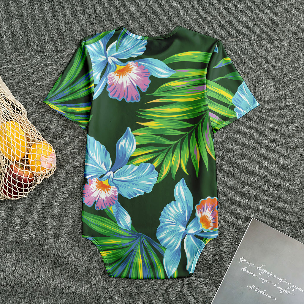 Tropical Orchid Flower Pattern Print Men's Bodysuit