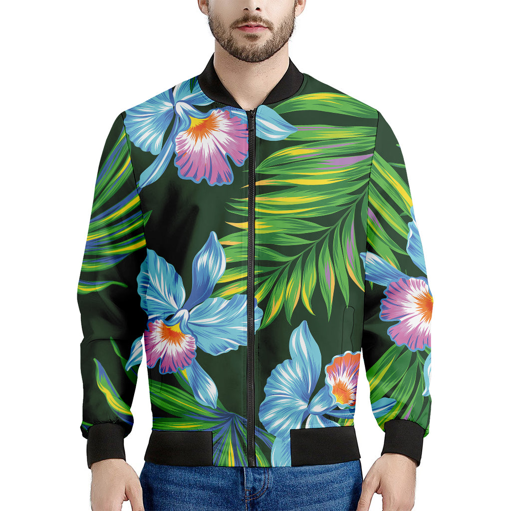 Tropical Orchid Flower Pattern Print Men's Bomber Jacket