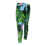 Tropical Orchid Flower Pattern Print Men's Compression Pants