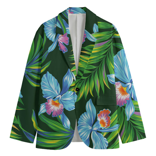 Tropical Orchid Flower Pattern Print Men's Cotton Blazer