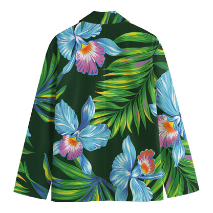 Tropical Orchid Flower Pattern Print Men's Cotton Blazer