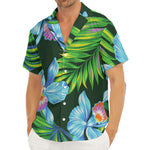 Tropical Orchid Flower Pattern Print Men's Deep V-Neck Shirt