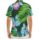 Tropical Orchid Flower Pattern Print Men's Deep V-Neck Shirt