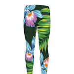 Tropical Orchid Flower Pattern Print Men's leggings