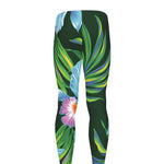 Tropical Orchid Flower Pattern Print Men's leggings