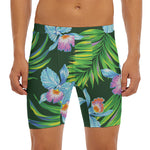 Tropical Orchid Flower Pattern Print Men's Long Boxer Briefs
