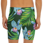 Tropical Orchid Flower Pattern Print Men's Long Boxer Briefs