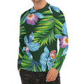 Tropical Orchid Flower Pattern Print Men's Long Sleeve Rash Guard