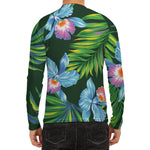 Tropical Orchid Flower Pattern Print Men's Long Sleeve Rash Guard
