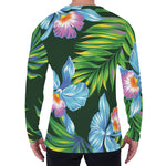 Tropical Orchid Flower Pattern Print Men's Long Sleeve T-Shirt