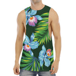 Tropical Orchid Flower Pattern Print Men's Muscle Tank Top