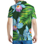 Tropical Orchid Flower Pattern Print Men's Polo Shirt
