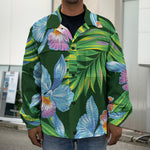 Tropical Orchid Flower Pattern Print Men's Shirt Jacket