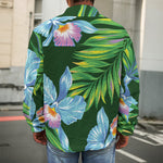 Tropical Orchid Flower Pattern Print Men's Shirt Jacket