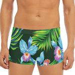 Tropical Orchid Flower Pattern Print Men's Short Boxer Briefs
