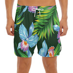 Tropical Orchid Flower Pattern Print Men's Split Running Shorts