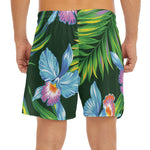 Tropical Orchid Flower Pattern Print Men's Split Running Shorts