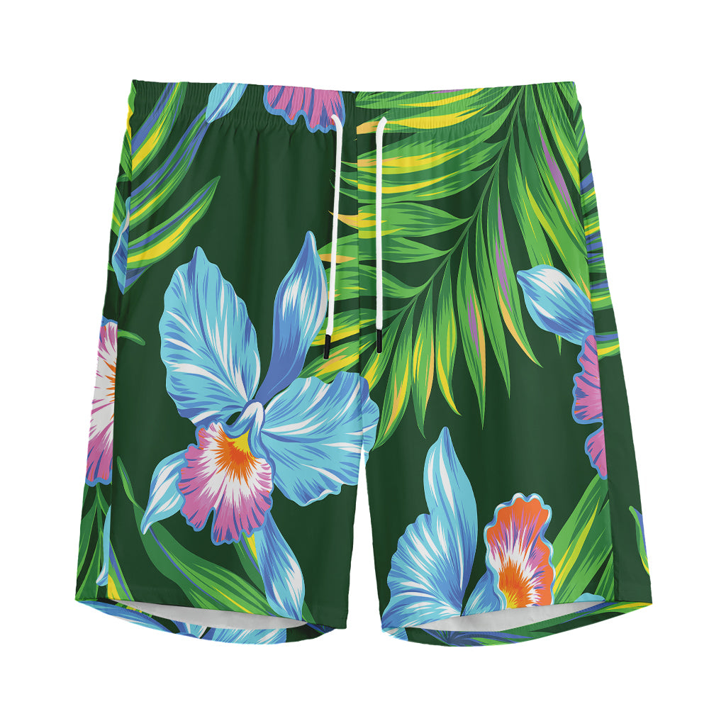 Tropical Orchid Flower Pattern Print Men's Sports Shorts