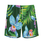 Tropical Orchid Flower Pattern Print Men's Sports Shorts