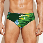 Tropical Orchid Flower Pattern Print Men's Swim Briefs