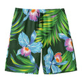 Tropical Orchid Flower Pattern Print Men's Swim Trunks