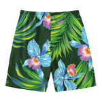 Tropical Orchid Flower Pattern Print Men's Swim Trunks