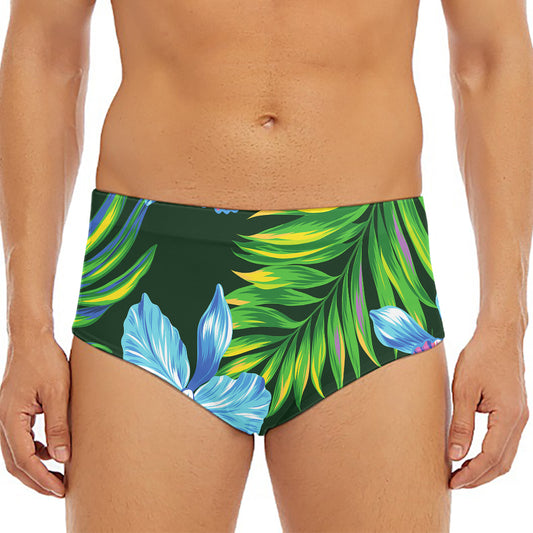 Tropical Orchid Flower Pattern Print Men's Triangle Swim Briefs