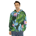 Tropical Orchid Flower Pattern Print Men's Velvet Pullover Hoodie