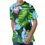 Tropical Orchid Flower Pattern Print Men's Velvet T-Shirt