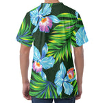 Tropical Orchid Flower Pattern Print Men's Velvet T-Shirt