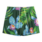 Tropical Orchid Flower Pattern Print Mesh Shorts