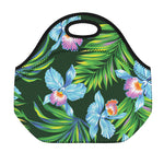 Tropical Orchid Flower Pattern Print Neoprene Lunch Bag