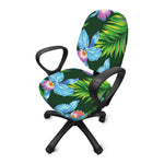 Tropical Orchid Flower Pattern Print Office Chair Cover